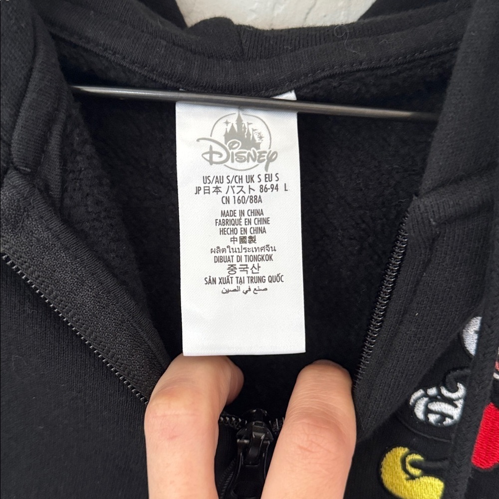 Disneyland Resort Mickey Mouse Full Zip Up Hoodie Size Small Embroidered Patch - Picture 3 of 4
